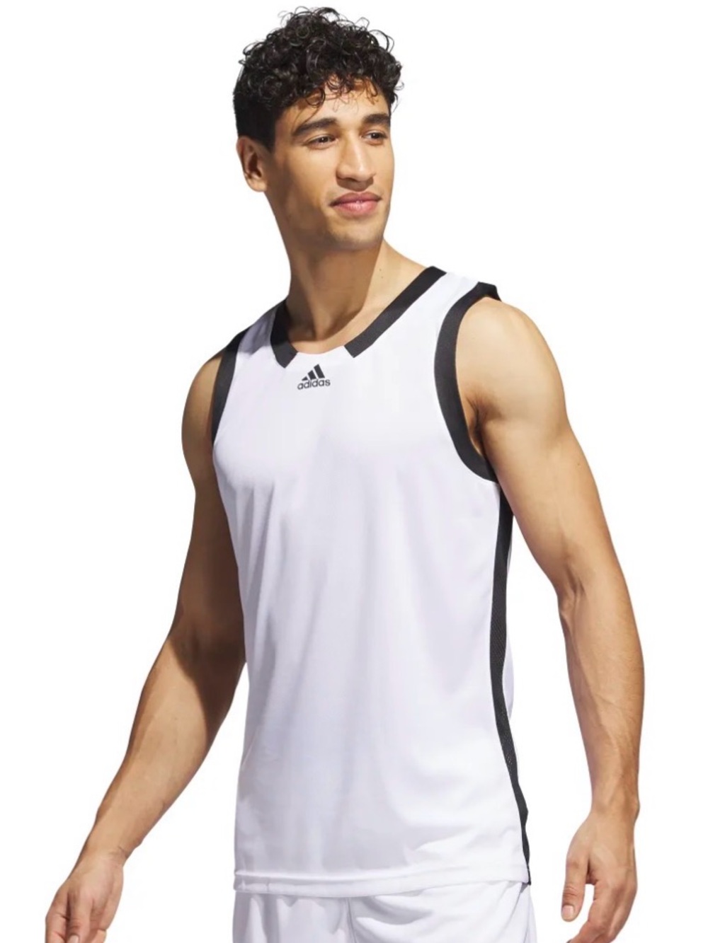 ADIDAS ICON SQUAD MEN’S BASKETBALL JERSEY WHITE WITH BLACK TRIM NEW